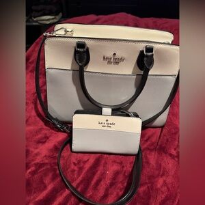 Kate Spade dumpling pebbled leather canve Shoulder Bag and wallet Set